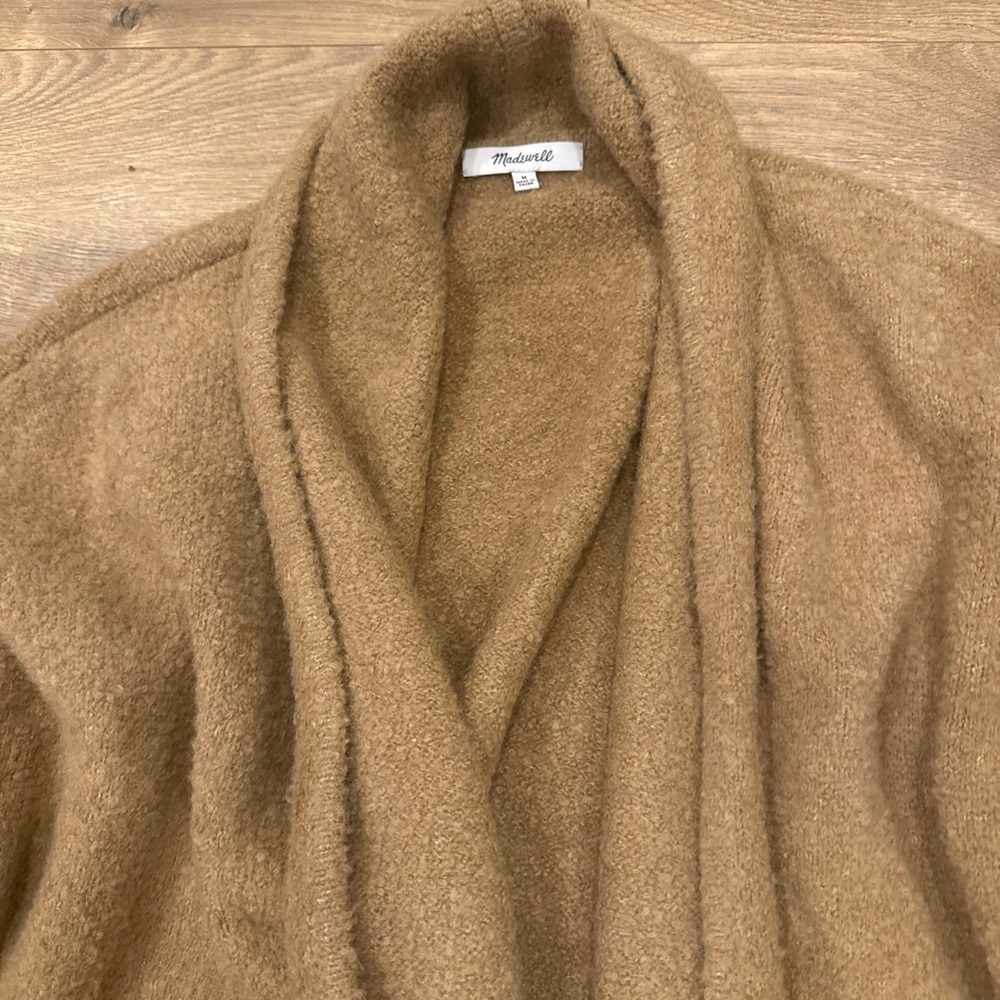 Madewell Gallatin Shawl-Collar Cardigan Sweater in Heather Praline Tan Size Med - Picture 6 of 8